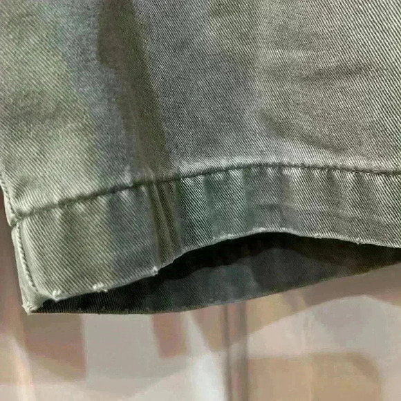Eddie Bauer distressed twill army green shorts. - Picture 3 of 9